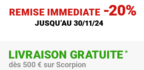 Livraison gratuite dès 500€ sur la marque Scorpion*