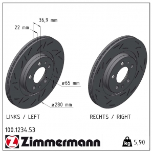 Disque de frein sport rainuré Black:Z Zimmermann - 100.1234.53