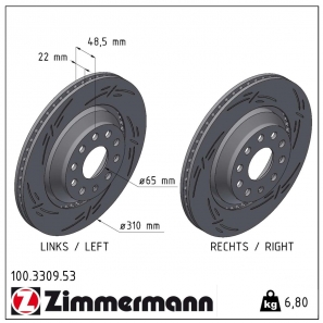 Disque de frein sport rainuré Black:Z Zimmermann - 100.3309.53