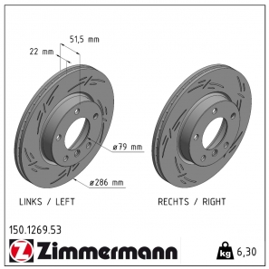 Disque de frein sport rainuré Black:Z Zimmermann - 150.1269.53