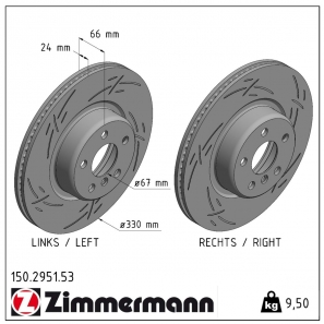 Disque de frein sport rainuré Black:Z Zimmermann - 150.2951.53