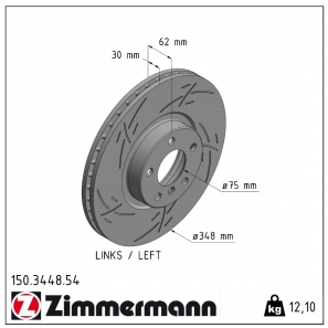 Disque de frein sport rainuré Black:Z Zimmermann - 150.3448.54