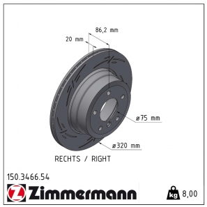 Disque de frein sport rainuré Black:Z Zimmermann - 150.3466.54