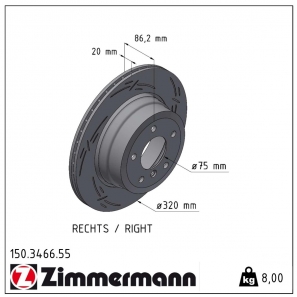 Disque de frein sport rainuré Black:Z Zimmermann - 150.3466.55