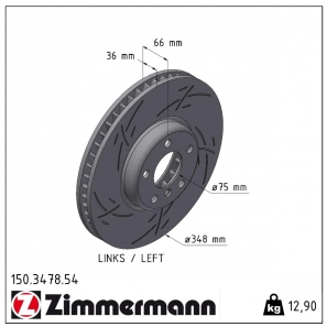 Disque de frein sport rainuré Black:Z Zimmermann - 150.3478.54