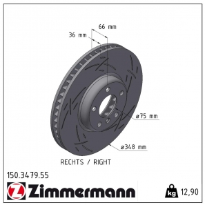 Disque de frein sport rainuré Black:Z Zimmermann - 150.3479.55