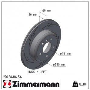 Disque de frein sport rainuré Black:Z Zimmermann - 150.3484.54