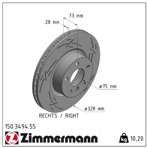 Disque de frein sport rainuré Black:Z Zimmermann - 150.3494.55