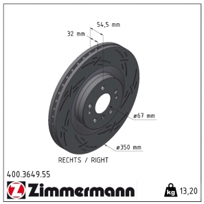 Disque de frein sport rainuré Black:Z Zimmermann - 400.3649.55