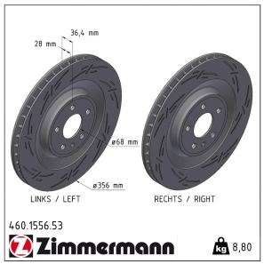 Disque de frein sport rainuré Black:Z Zimmermann - 460.1556.53