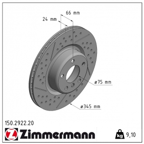 Disque de frein percé Zimmermann - 150.2922.20