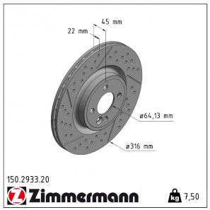 Disque de frein rainuré Zimmermann - 150.2933.20