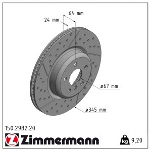 Disque de frein rainuré Zimmermann - 150.2982.20