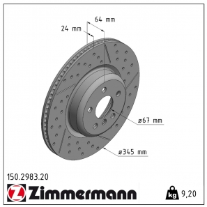 Disque de frein rainuré Zimmermann - 150.2983.20