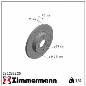 Disque de frein percé Zimmermann - 230.2383.20