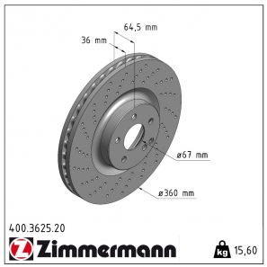 Disque de frein percé Zimmermann - 400.3625.20