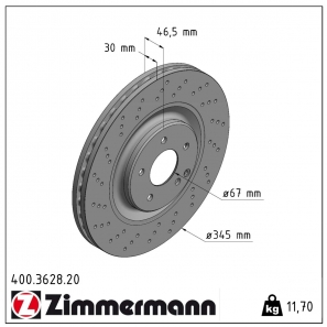 Disque de frein percé Zimmermann - 400.3628.20