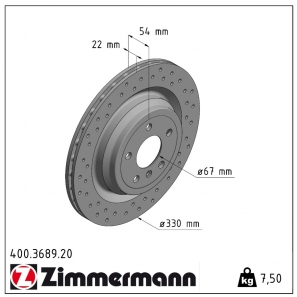 Disque de frein percé Zimmermann - 400.3689.20