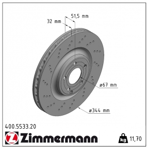 Disque de frein percé Zimmermann - 400.5533.20