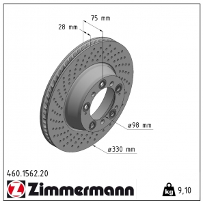 Disque de frein percé Zimmermann - 460.1562.20