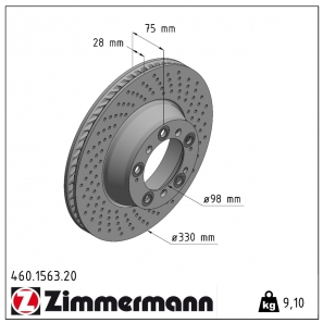 Disque de frein percé Zimmermann - 460.1563.20