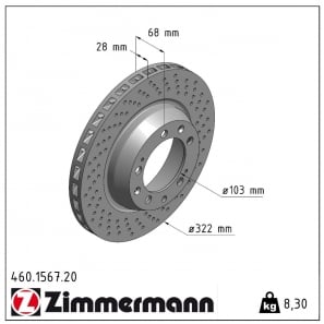 Disque de frein percé Zimmermann - 460.1567.20