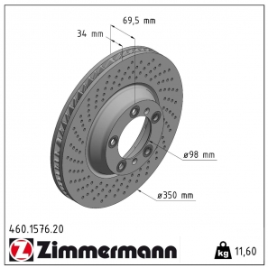 Disque de frein percé Zimmermann - 460.1576.20