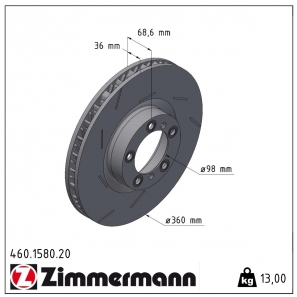 Disque de frein rainuré Zimmermann - 460.1580.20