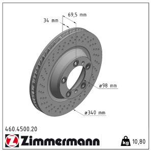 Disque de frein percé Zimmermann - 460.4500.20