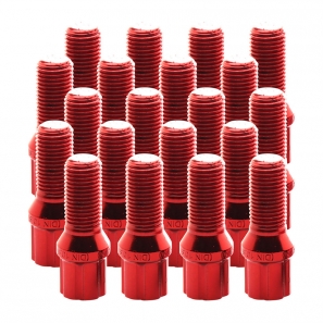 Boulons de roue conique RACING JB1 M12x1,25 L.27mm - Rouge - lot de 20 + 1 adaptateur - Japan Racing